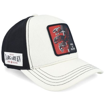 Capslab - Vit trucker Keps - Game Of Thrones Fire Blood White/Black A-Frame Trucker @ Hatstore