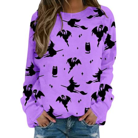 Hoodies Med Rund Hals För Damer För Halloween