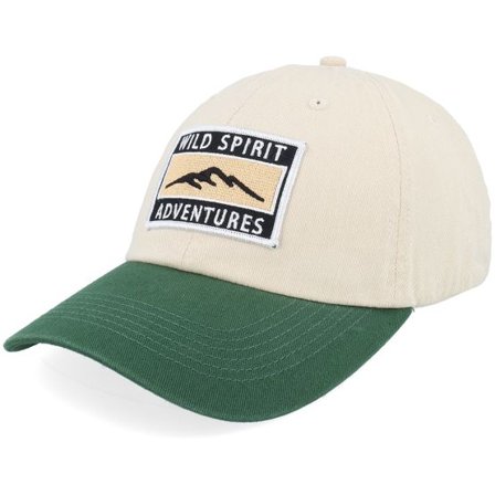 Wild Spirit - Beige unconstructed Keps - Mountain Adventures Patch Stone/Dark Green @ Hatstore