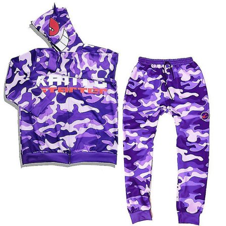 Gengar Hoodie Print Casual Zip Up Hip-hop Funny Suits_c