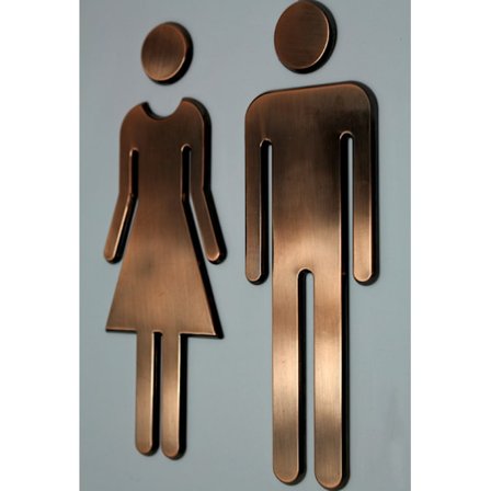 Miehet ja naiset WC-tarrat Liimaavat WC-kyltit Pronssi