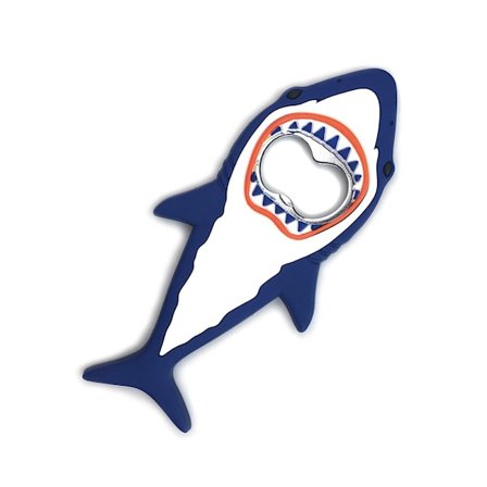 Ølhaiflaskeåpner, kreativ kjøleskapsmagnet (1 stk, blå)