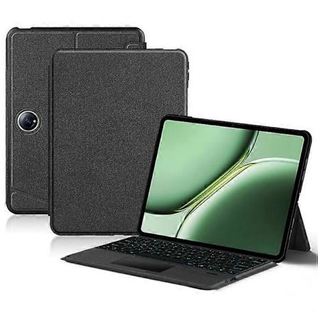 Yhteensopiva OnePlus Pad Go -nahkakotelo + Bluetooth-näppäimistö taustavalolla ja kosketuslevyllä