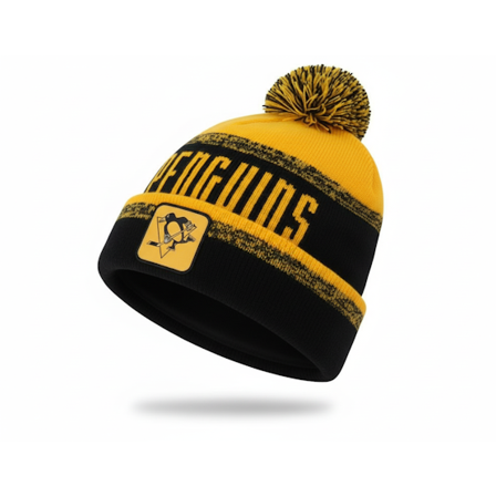 Fanatics - NHL Jaune pom Bonnet - Pittsburgh Penguins Thrive Black/Gold Pom @ Hatstore