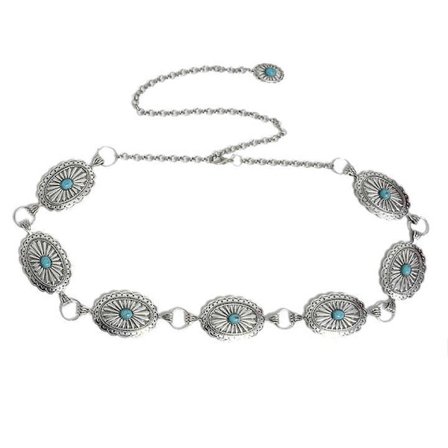 Metall midjekjede belte western cowgirls country belte for jeans kjole 130cm