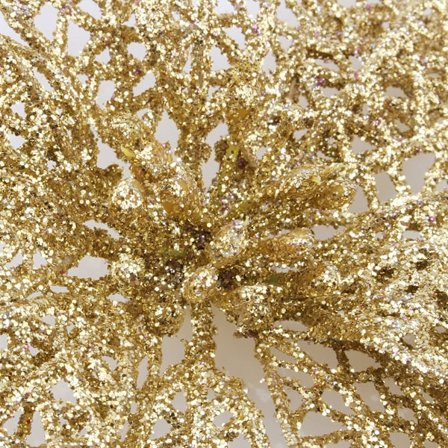 Hul Glitter Blomst Hængende Juletræ DIY Dekor Ornament Bryllup Hjem (Guld)