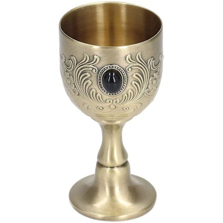 Chalice i mässing, vintage handgjord kunglig präglad vinglas bägare