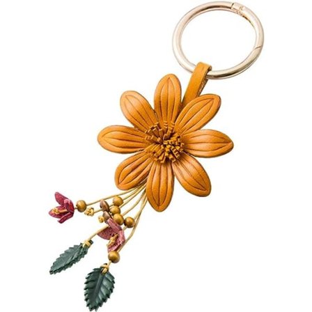 Ægte Læder Blomst Tassel Nøglering Bilnøglering Tilbehør til Kvinder