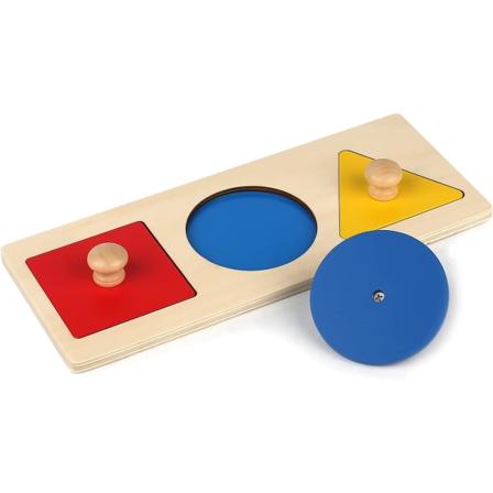 Montessori Puslespil Multi - Former Første Form Mega - Knap i Træ