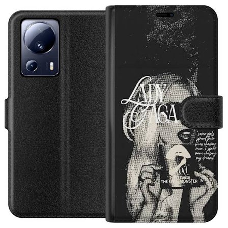 Kompatibel Tegnebogsetui til Xiaomi 13 Lite Lady Gaga sort-hvid retroplakat med solbriller og popkunst-æstetik
