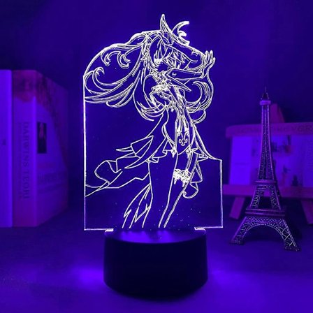 3D LED yövalo Genshin Impact Fischl akryyli LED lamppu peli