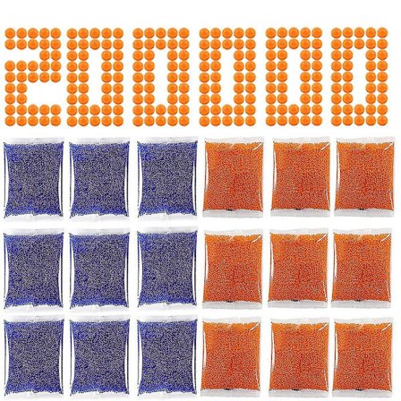 TS-Gel Kuler Blaster Ammo Splat Gun Refill (7-8 mm, 20-pakning, 8000 stykker per pakke) kompatibel med Splatter Gall Gun -z(FQ)