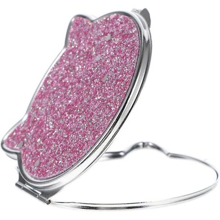 【PP】Sminkebord for Rosa Reise-Chic Sammenleggbar Mini Dobbel Kreativ Kosmetisk Lommebok Metall Speil Formet Damehåndveske