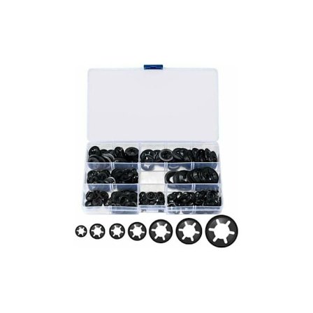 340 kappaletta Starlock-alukiekkoja, lukitusalukiekkoja, lukitusalukiekkoja, pikakiinnitysalukiekkoja - M3/M4/M5/M6/M8/M10/M12, musta