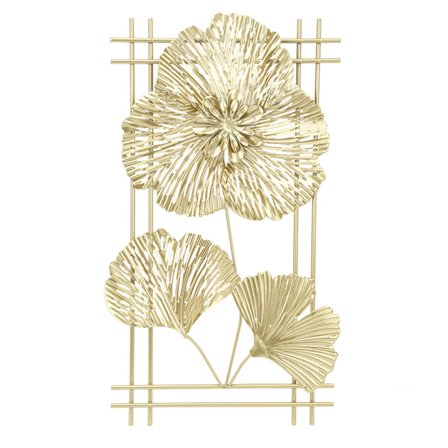 Ginkgo Blad Vægdekoration Metal Jern 3D Gyldent Ginkgo Blad Væg Skulptur til Hjem Stue Kontor