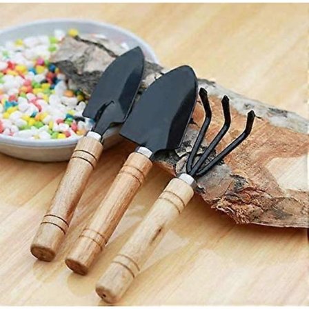 3-delad trädgårdssats Mini Träskaft Spade Skovl Trädgårdsverktyg för Blommor Sukkulenter Omplantering (Liten)