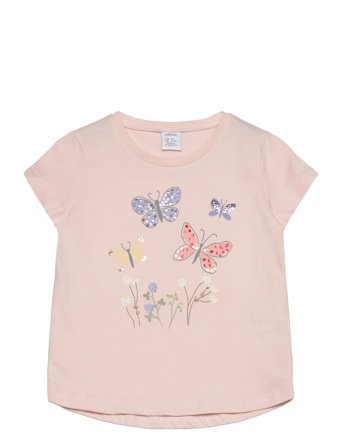 Lindex Top Ss Sequins And Flowers - Pink - 104