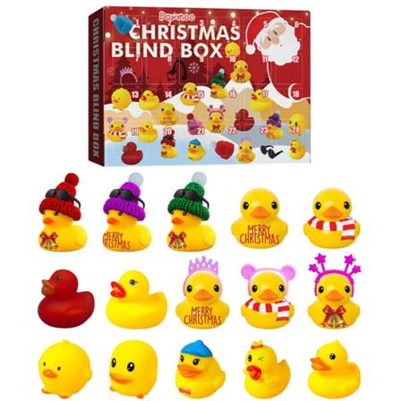Adventskalender 2023 24 stk. Gummiænder Gul And Legetøj til Drenge Piger Børn Jul Adventskalender Julegave
