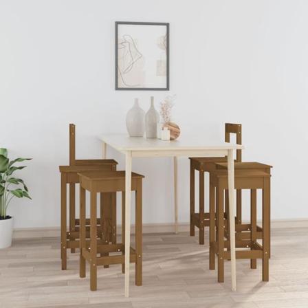 Vidaxl Barmöbler 6 Delar Honungsbrun Massiv Furu Brun