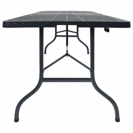 Vidaxl Hopfällbart Trädgårdsbord Svart 180x75x72 Cm Hdpe Konstr Svart