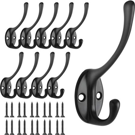 Kroge - Hængekroge - Sæt med 10 - Dobbelt krogdesign - Hængekroge - Vægkroge - Knager