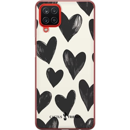 Kompatibelt Mobildeksel til Samsung Samsung Galaxy A12 Cactus and Friends - Bold Black Love Pattern