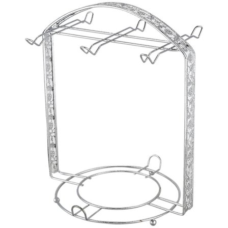 Silverpläterad kaffekopp hällkopp diskställ kan hänga de flesta 6 koppar och fat metallställhållare