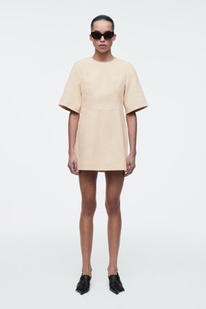 COS Damen Suede Mini T-Shirt Dress - Weiss