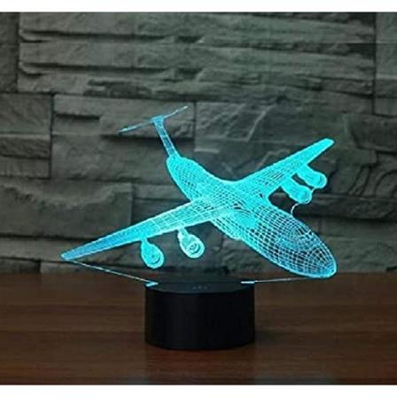 3D Abstrakt Flyplan Airbus Nattlys Berøring Bryter 7 Farge Endring Led Bordlampe Akryl Flat Abs Base Usb Lader Hjem Leker Bursdag Jul