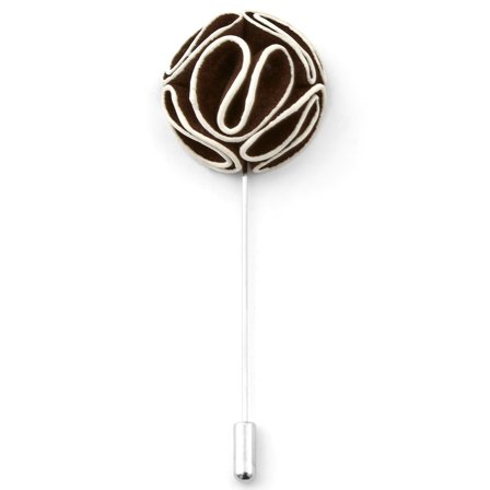 Szpilka do marynarki - ciemnobrązowa kamelia dla mężczyzn - Przypinki kwiatowe do klapy