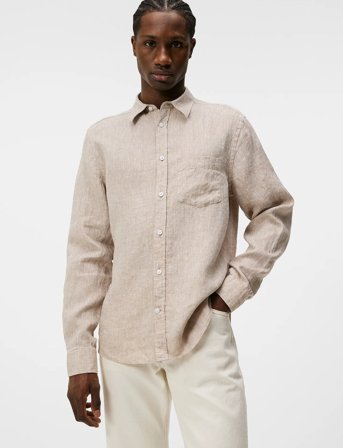 J. Lindeberg Slim Ls Linen Melange Shirt - Beige - M