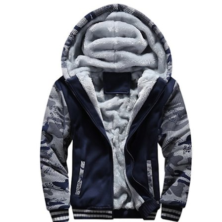 Mænds Trøje med Hætte, Varm Fleeceforet Sweaterjakke, Vinter Gym Fleece Hoodie, Fuldt Lynlås, Varm Tyk Frakke