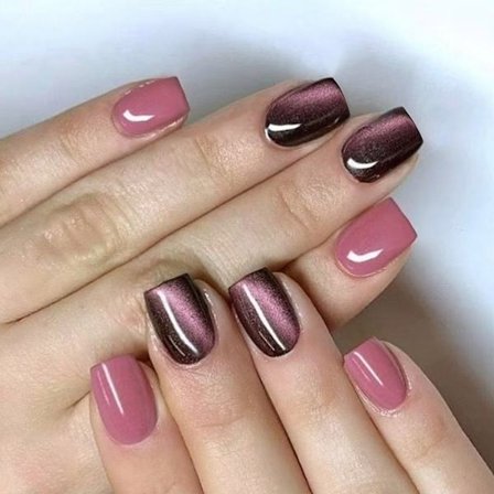 24 stk. Katteøje Tryk På Negle Elegant Klæbepå Negle Blanke Kunstige Negle