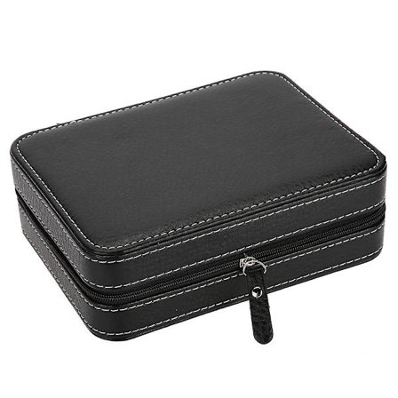 4Grids Bærbar Rejse Ur Display Opbevaringsboks Lynlås Samler Etui Organizer