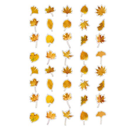 40 kpl lehtiaiheisia PET-tarroja, kasvimateriaalitarroja, DIY-käsikirja, kasviaiheisia tarroja, kultaisia lehtiä