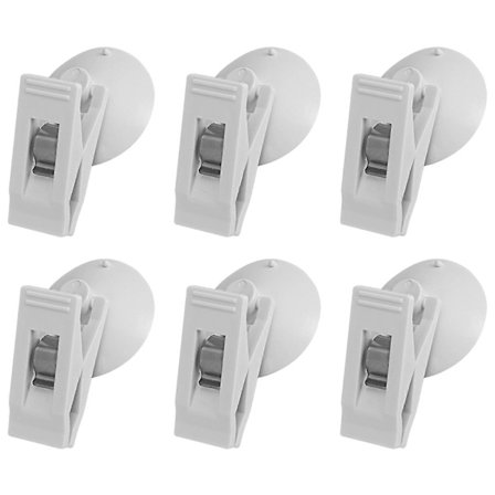 6 stk. Bruseforhængsklemmer med sugekop forhindrer vandstænk vindtæt stænkskærm bil interiør vinduesforhængsklemme hvid