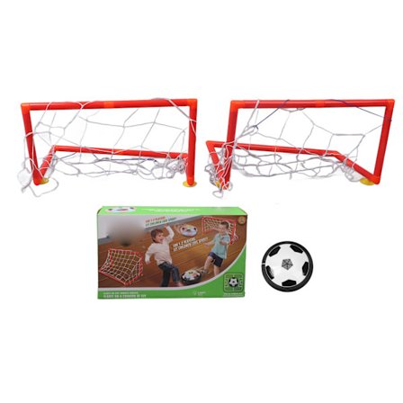 Hoverfodbold Legetøj til Børn med LED Lys, Sugeskåle, 2 Net, Indendørs Luftflyvende Fodboldspil