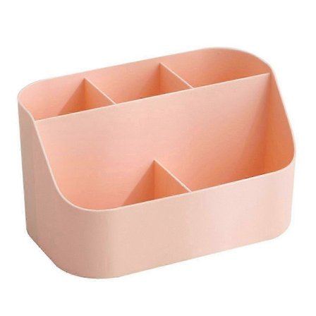 Skrivebordsorganisator med 5 rum, penneholder, blyantholder, stationær desktop-opbevaring til kontor, til børn, lærer, pink