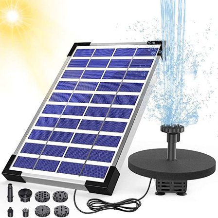 5W solcelledrevet springvandspumpe backup solcelledrevet flydende vandspringpumpe, 6 dyser, til fuglebad, fiskebeholder, havedam