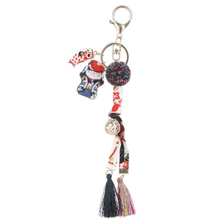 Lycklig katt nyckelring Koi välsignelse nyckelring MÖRKBLÅT dark blue