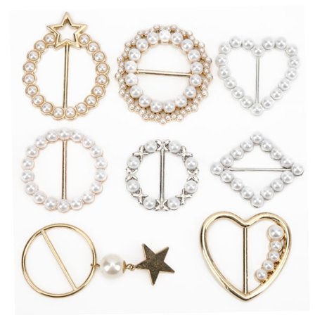 8 st pärlor sjal spänne elegant mode glänsande fast stabil enkel T-shirt klämmor