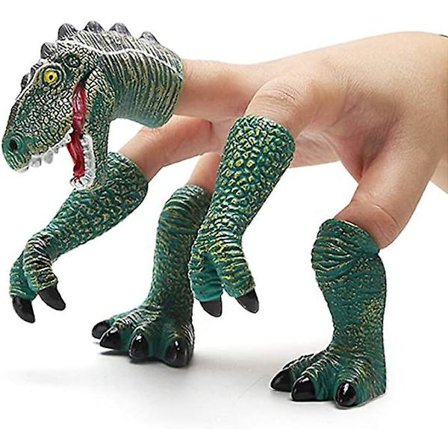 Wabjtam Dinosaur Finger Hand Puppet T-rex Puppets Animal Raptor Finger Toys For Kids (tyrannosaurus-cyan)