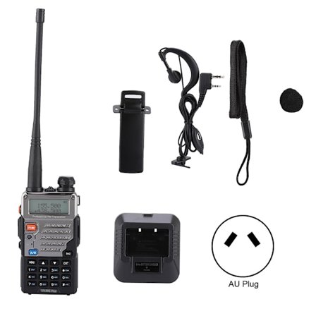 UV 5RE Plus Bärbar Handhållen Radio Dubbelband 128CH UHF + VHF Walkie Talkie