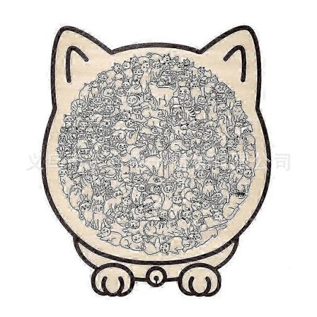 135-brikker Morandi-farvet katteformet træpuslespil, katteformet træpuslespil, unikt dyreformet træpuslespil, kreative puslespilsgaver til (h)