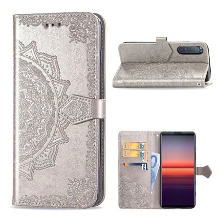 Mandala läder Sony Xperia 5 II fodral - Silver/Grå