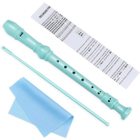 Sopranblokkfløyte for barn og nybegynnere, 8 hull, tysk fingering, blå