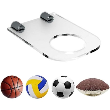 Kulförvaringsställ för bollar, väggmonterad hållare i akryl, osynlig genomskinlig hylla, för fotboll, basket, volleyboll, rugby, fotboll