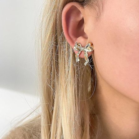 Sløjfe Øreringe, Guld Sølv Sløjfe Stud Øreringe Til Kvinder, Sløjfe Smykker Gaver Til Damer Kvinder