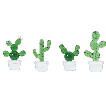 4 stk Kaktus Krystal Figurer Kaktus Glas dekorationssæt SÆT