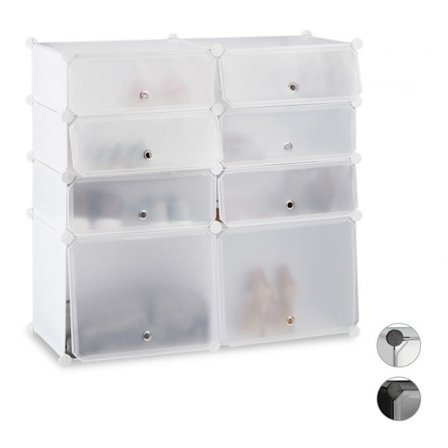 Skohylla i plast med 8 fack